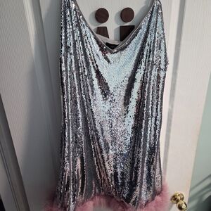 NWT Forever21 Plus Sequin Faux Fur-Trim Mini Dress- Size 4x